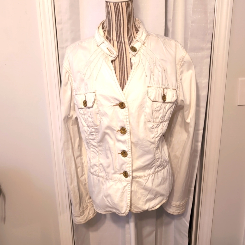 Live A Little Women's XL White Cottagecore Casual Button Up Jacket